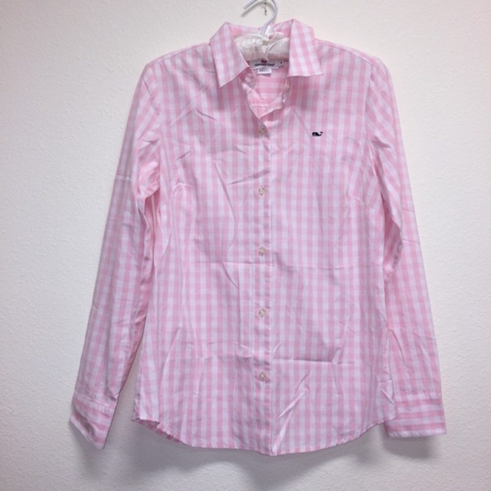 🔻Vineyard Vines Pink Checkered Long Sleeve